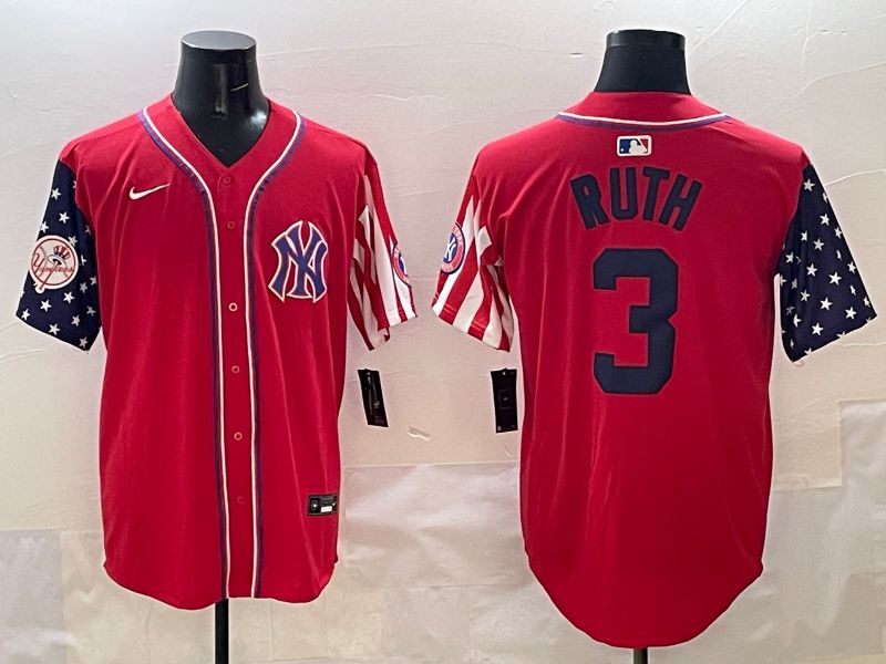 Men New York Yankees #3 Ruth Red a generation of national flags Jointly Name 2025 Nike MLB Jersey style 5->new york yankees->MLB Jersey